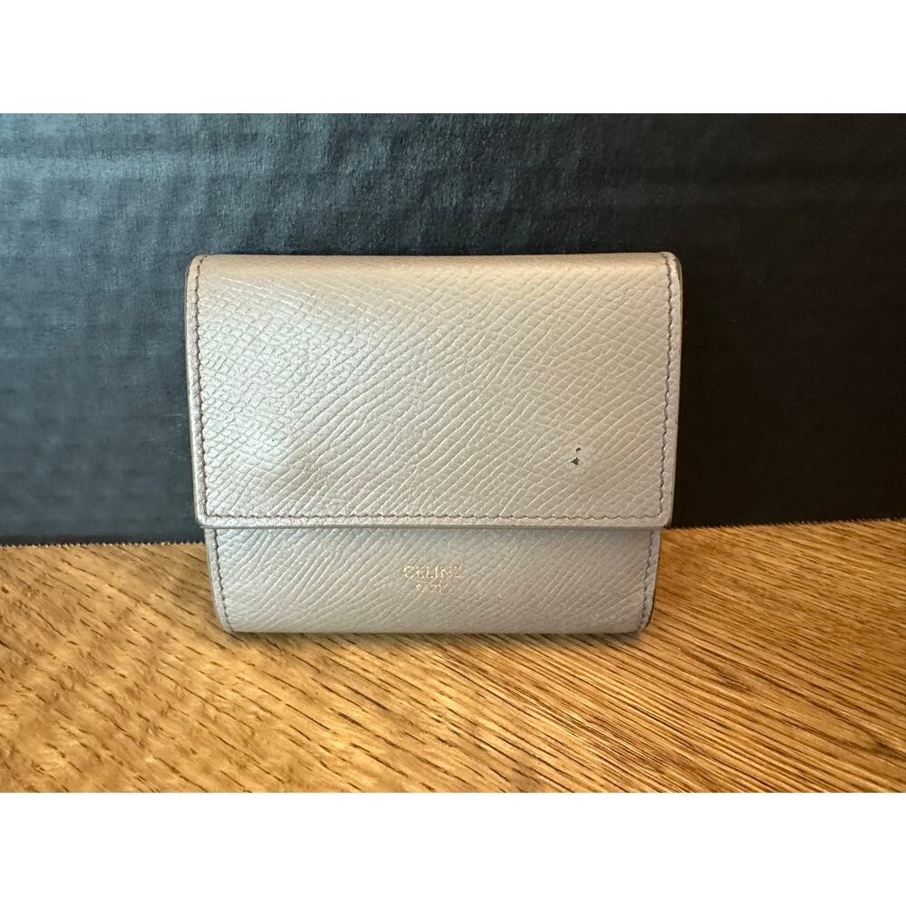 CELINE Tri-Fold Wallet Grained Calfskin Leather